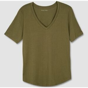 NWT Universal Standard V Rex V Neck T Shirt Military Olive Green Size 4XS 00-0